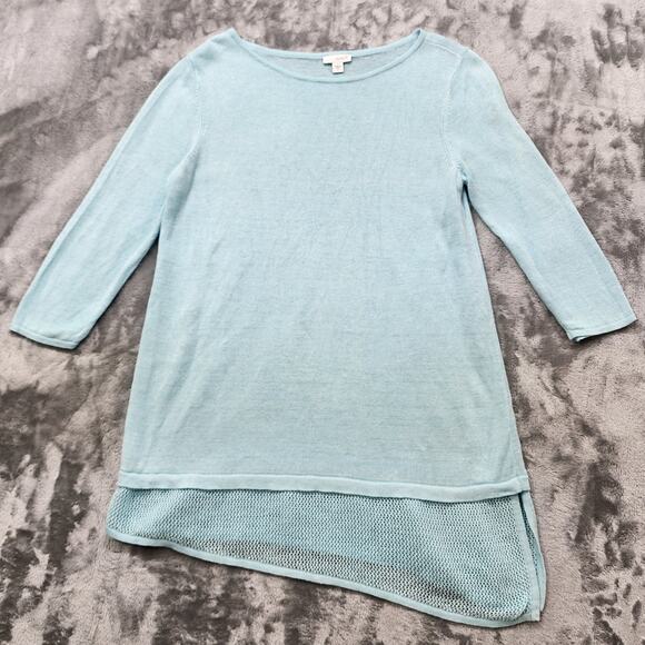 J.Jill Pure Jill Sweater Women S Blue Linen Blend Long Sleeve Layered Knit Tunic - Picture 1 of 10